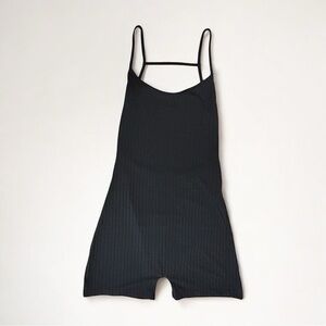 Black Ribbed Open Back Strappy Romper Size Medium